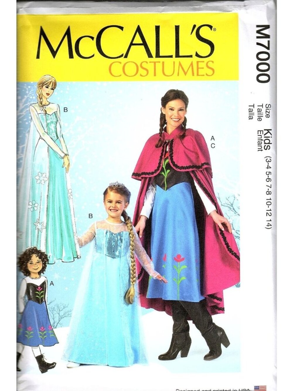 McCall's M7000 Girls 3 to 14 Frozen Elsa and Anna Costumes Dress Sewing Pattern